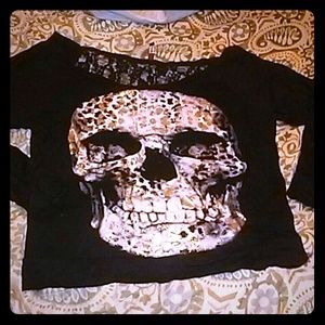 Black long sleeve top with bone skull